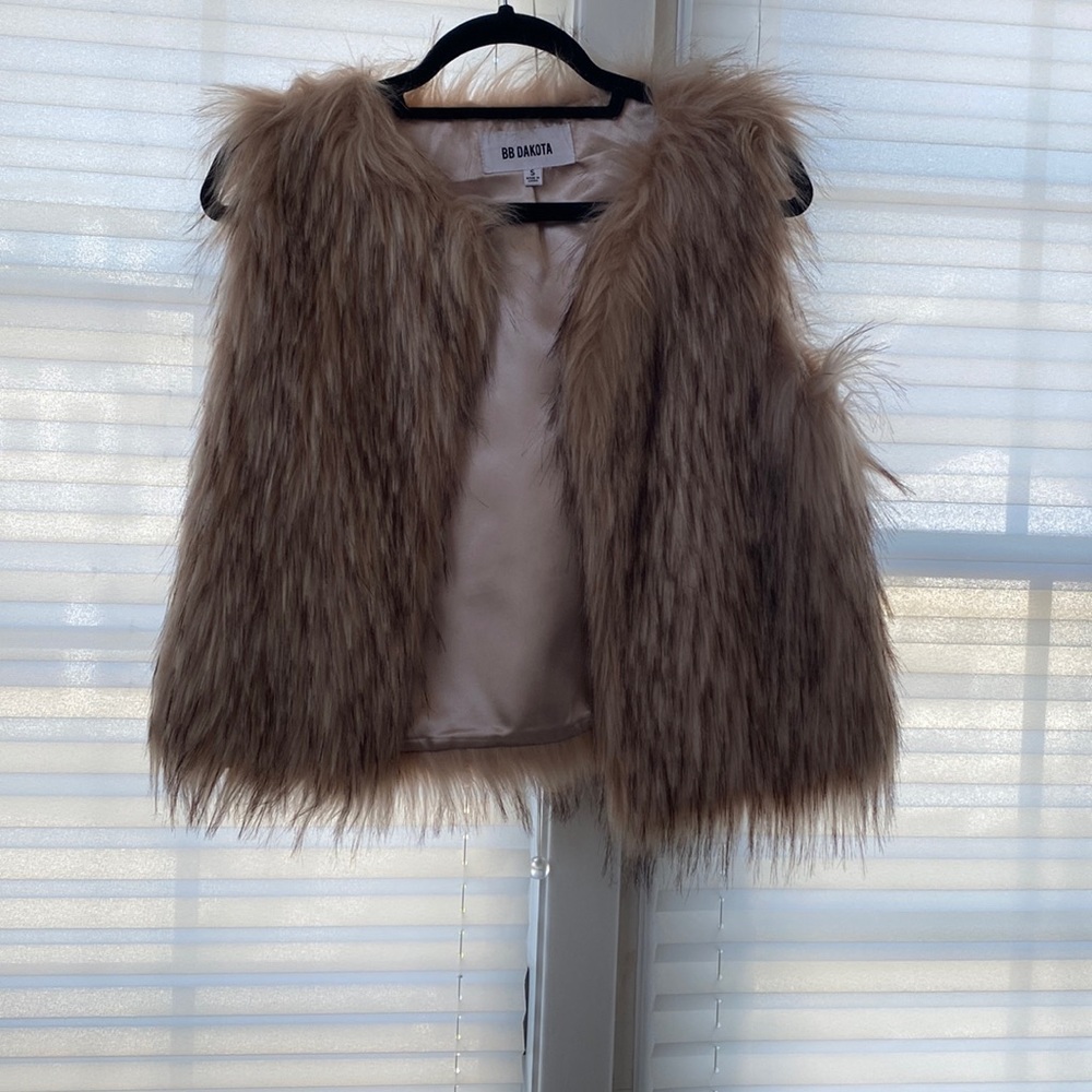 Light pink faux fur vest